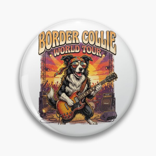 Item preview, Border Collie Rock Star – Vintage Retro Guitar Dog T-Shirt designed and sold by 88 Design.