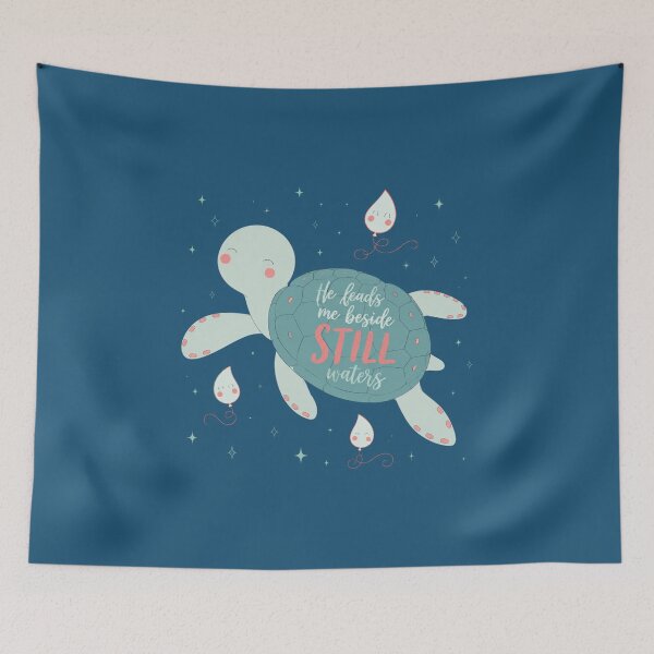 Item preview, He Leads Me Beside Still Waters Sea Turtle Christian Faith designed and sold by bosamji.