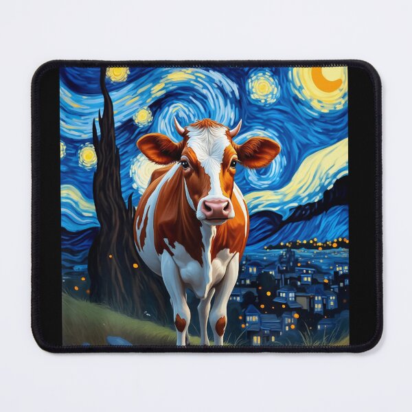 Item preview, Van Gogh's Starry Night Cow Bovine Animal Lovers designed and sold by Littermin.