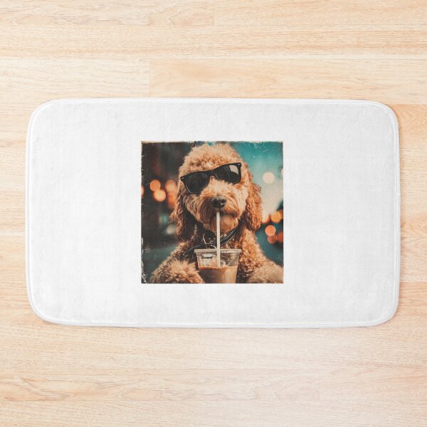 Item preview, Cute Goldendoodle Drinking Iced Coffee designed and sold by Hiwerelisa.