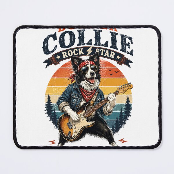 Item preview, Border Collie Rock Star – Vintage Retro Guitar Dog T-Shirt designed and sold by 88 Design.