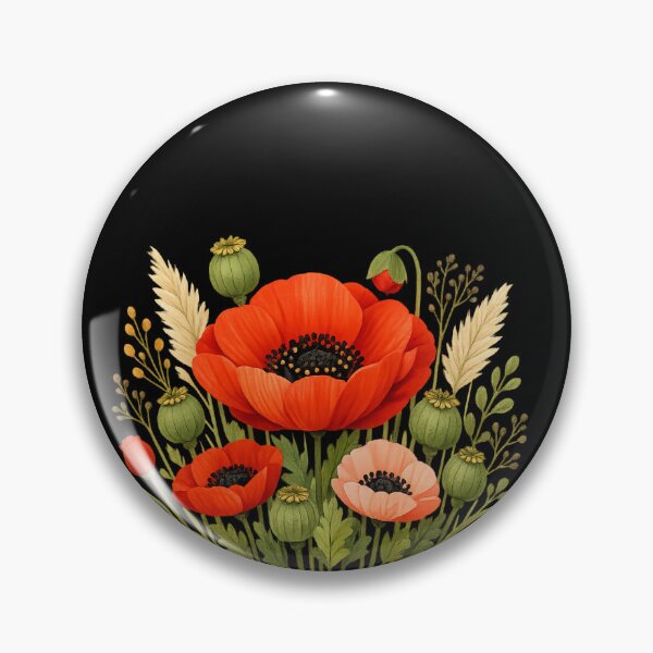 Item preview, Large Red Poppy Flower Bouquet - Cute Summer Wildflowers Art designed and sold by myforestfog.