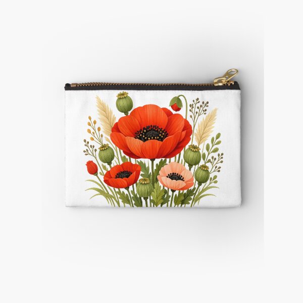 Item preview, Large Red Poppy Flower Bouquet - Cute Summer Wildflowers Art designed and sold by myforestfog.