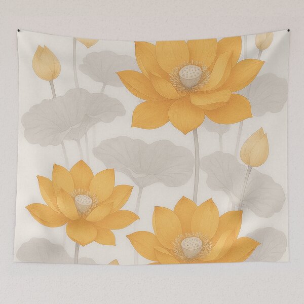 Item preview, Exclusive Fashion Golden Lotus – Elegant Yellow Floral Artwork designed and sold by Karszul.