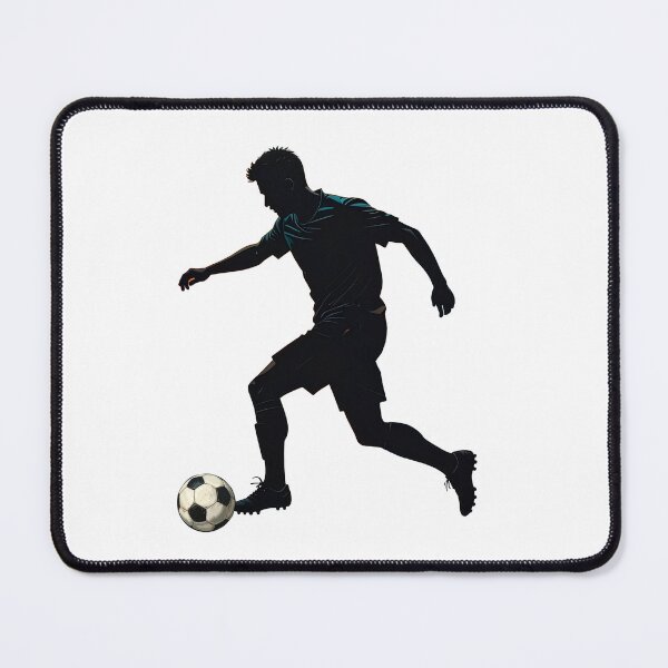 Item preview, Soccer Player Silhouette — Football Dribbling Action Art Print designed and sold by icemanphotos.