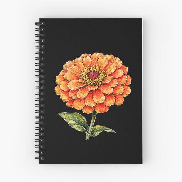 Item preview, Orange Zinnia Illustration | Rustic Botanical Watercolor Flower Art designed and sold by ColorSplash123.