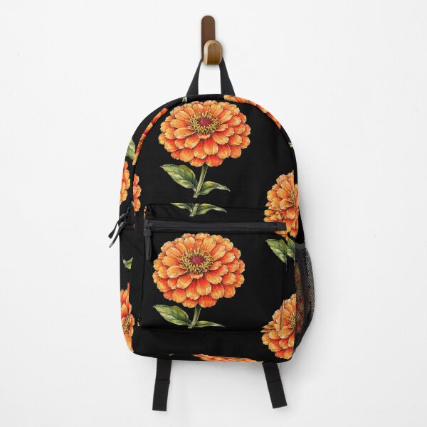 Item preview, Orange Zinnia Illustration | Rustic Botanical Watercolor Flower Art designed and sold by ColorSplash123.