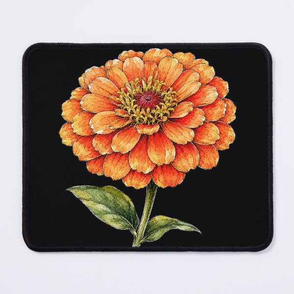 Item preview, Orange Zinnia Illustration | Rustic Botanical Watercolor Flower Art designed and sold by ColorSplash123.