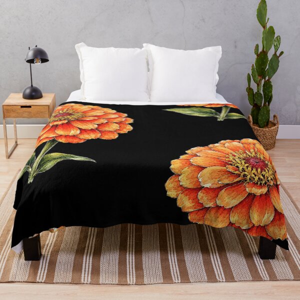 Item preview, Orange Zinnia Illustration | Rustic Botanical Watercolor Flower Art designed and sold by ColorSplash123.