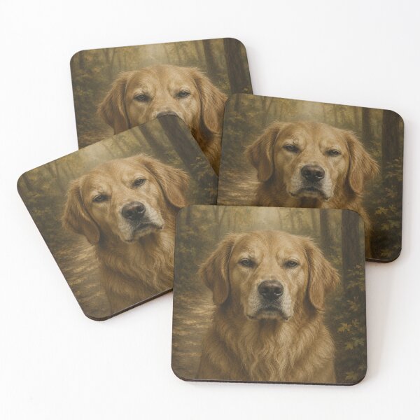 Item preview, Golden Retriever Forest Portrait – Rustic Dog Wall Art designed and sold by ApexAnimal Art.
