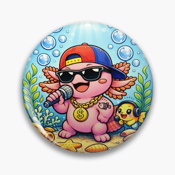 Item preview, Hip-Hop Axolotl Rapper - Kawaii Underwater Concert designed and sold by ImagineNature.