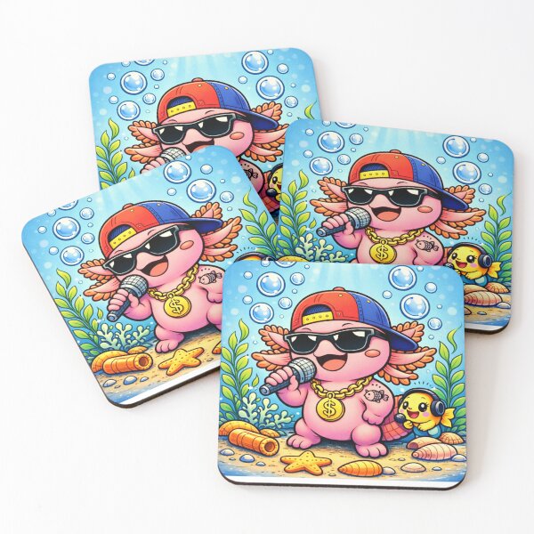 Item preview, Hip-Hop Axolotl Rapper - Kawaii Underwater Concert designed and sold by ImagineNature.