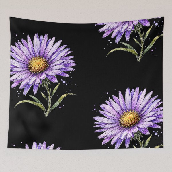 Item preview, Purple Aster Wildflower Illustration | Watercolor Botanical Sketch Art designed and sold by ColorSplash123.
