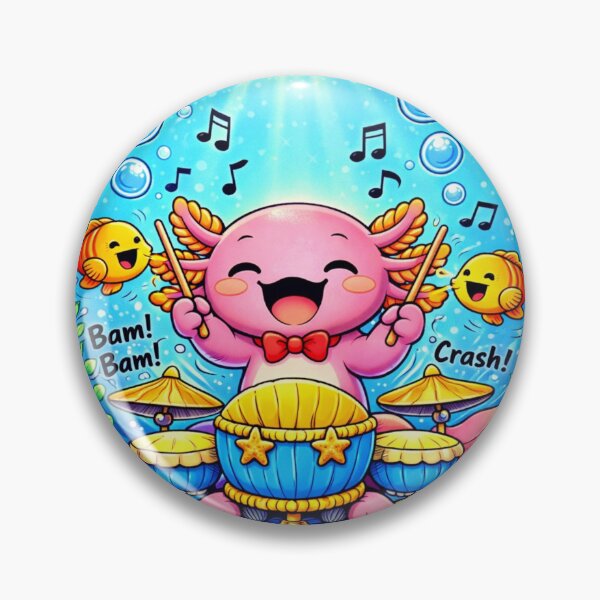 Item preview, Drummer Axolotl - Kawaii Underwater Beat designed and sold by ImagineNature.