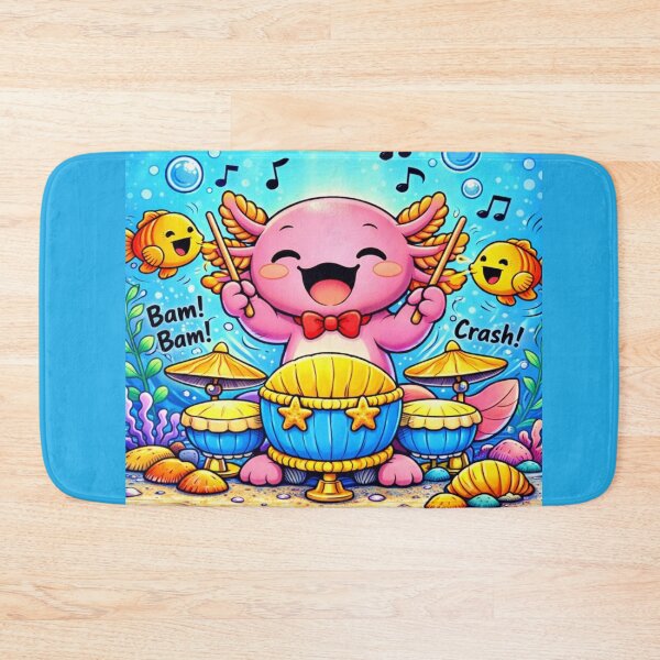 Item preview, Drummer Axolotl - Kawaii Underwater Beat designed and sold by ImagineNature.