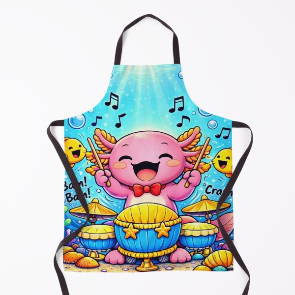 Item preview, Drummer Axolotl - Kawaii Underwater Beat designed and sold by ImagineNature.