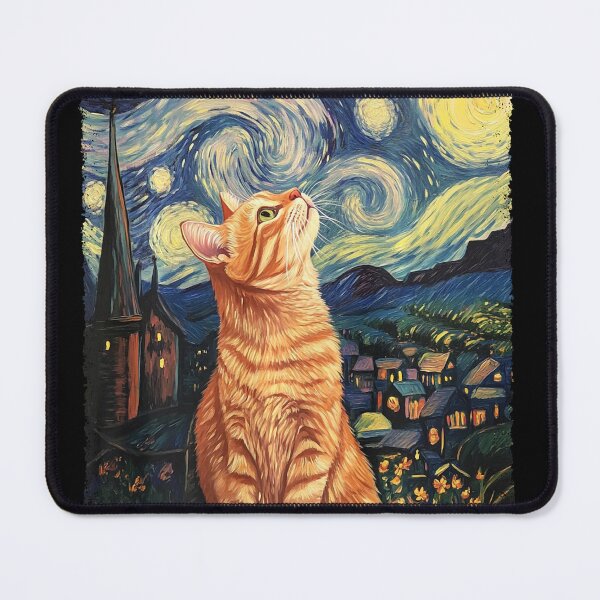 Item preview, Modern Art Painting Van Gogh Starry Night Tabby Cat designed and sold by Littermin.