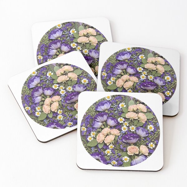 Item preview, Purple Lisianthus and Pink Rose Circular Floral Art designed and sold by HornbillDesign.
