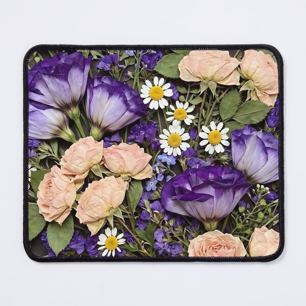 Item preview, Purple Lisianthus and Pink Rose Circular Floral Art designed and sold by HornbillDesign.