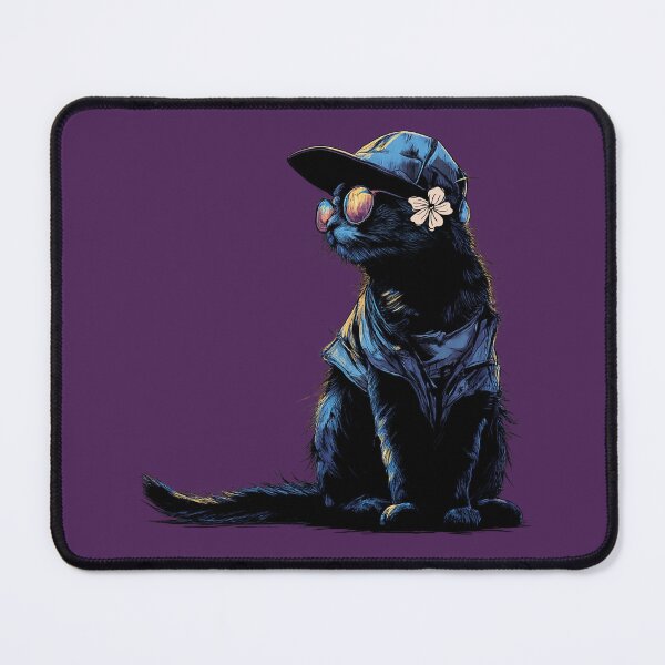 Item preview, Retro Cyberpunk Cool Cat: Vaporwave Aesthetic Black Cat Art designed and sold by Runa :).