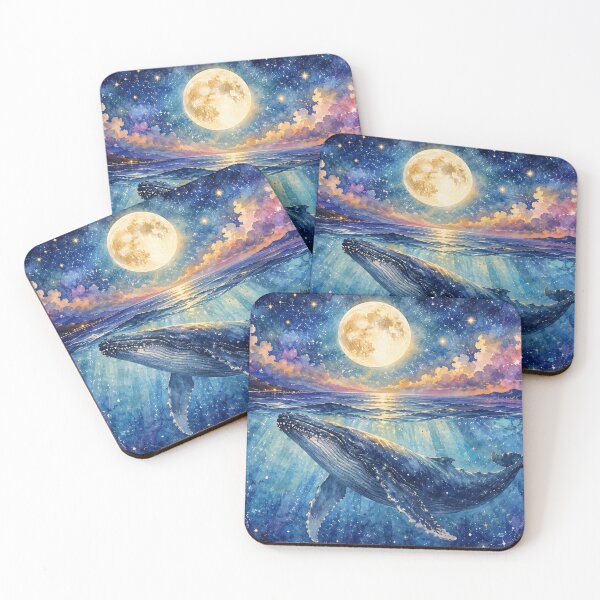 Item preview, Moonlit Whale Dreamscape – Celestial Ocean Watercolor Wall Art designed and sold by ApexAnimal Art.
