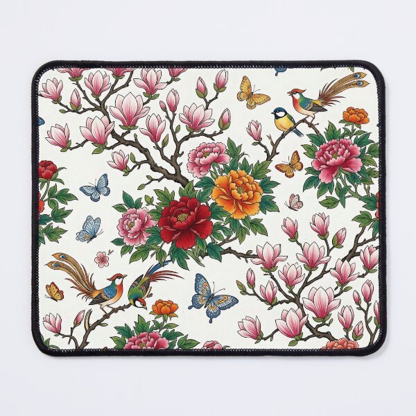 Item preview, Korean Minhwa Magnolia, Small Birds & Butterflies Pattern | Traditional Folk Art Seamless Spring Floral Design designed and sold by K-Tradition.