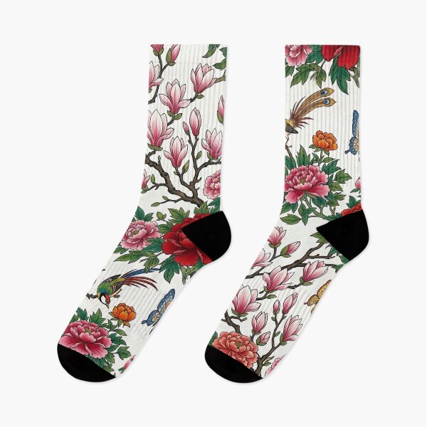 Item preview, Korean Minhwa Magnolia, Small Birds & Butterflies Pattern | Traditional Folk Art Seamless Spring Floral Design designed and sold by K-Tradition.