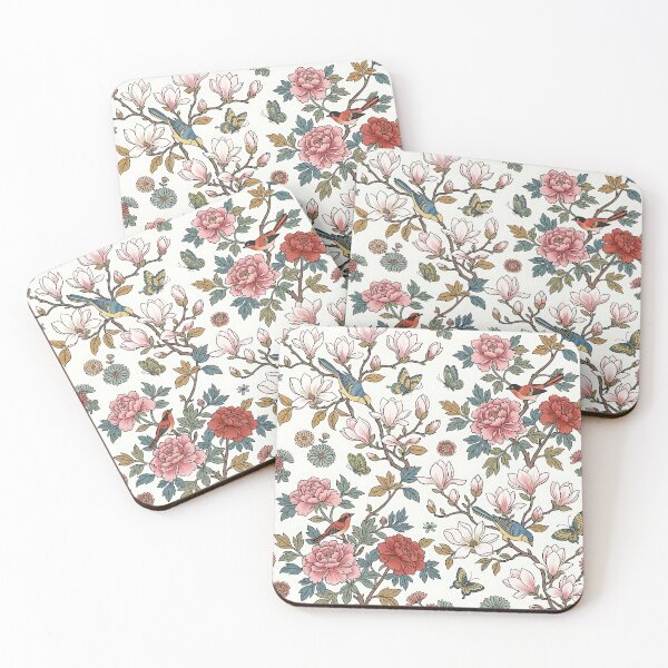 Item preview, Korean Minhwa Magnolia, Songbirds & Butterflies Pattern | Traditional Folk Art Seamless Floral Design designed and sold by K-Tradition.