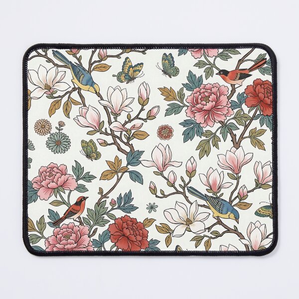 Item preview, Korean Minhwa Magnolia, Songbirds & Butterflies Pattern | Traditional Folk Art Seamless Floral Design designed and sold by K-Tradition.