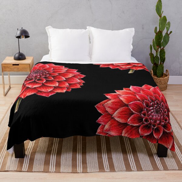 Item preview, Red Dahlia Illustration | Scarlet Botanical Sketch Flower Art designed and sold by ColorSplash123.