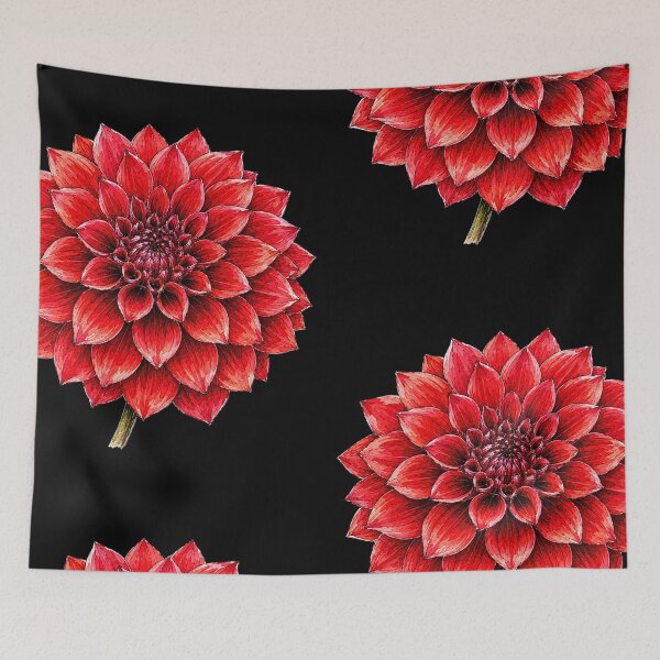 Item preview, Red Dahlia Illustration | Scarlet Botanical Sketch Flower Art designed and sold by ColorSplash123.