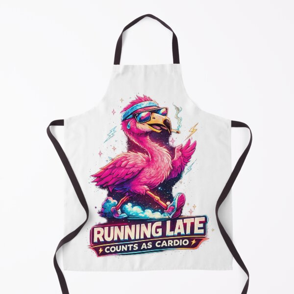 Item preview, Running Late Counts As Cardio Funny Fitness Flamingo designed and sold by DryHumorPrints.