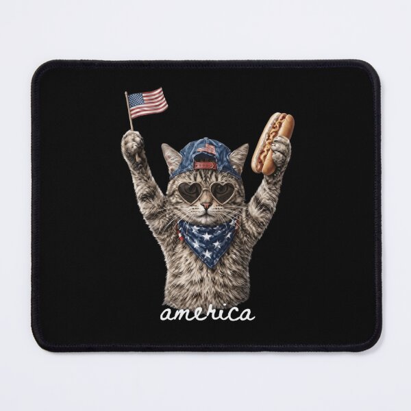 Item preview, Patriotic Cool Cat 4th of July American Flag and Hot Dog designed and sold by haitrieuic96.