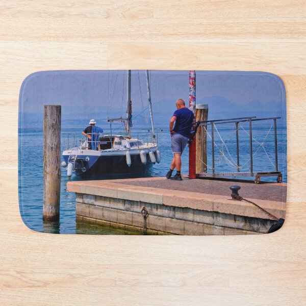 Item preview, Yacht leaving Bardolino Marina in Spring Sunshine designed and sold by Violaman.