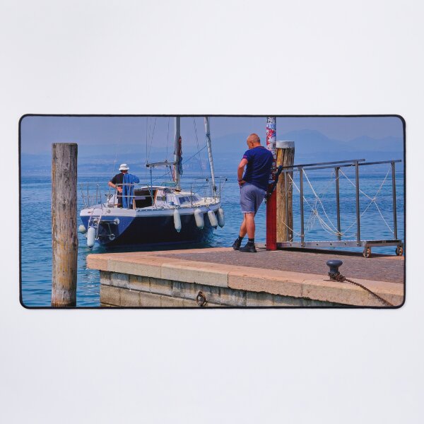 Item preview, Yacht leaving Bardolino Marina in Spring Sunshine designed and sold by Violaman.