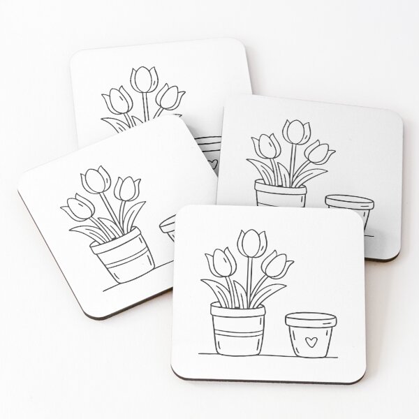 Item preview, A cluster of tulips beside a small pot designed and sold by rasagamastore.
