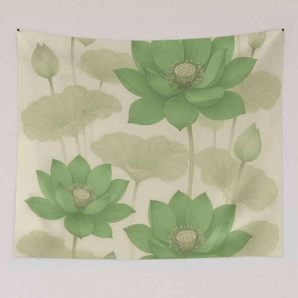 Item preview, Exclusive Fashion Green Lotus – Elegant Botanical Floral Design designed and sold by Karszul.