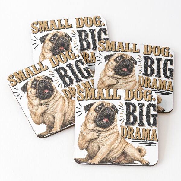 Item preview, Small Dog Big Drama Funny Pug Dog Lover Humor Design designed and sold by HippyRikky.