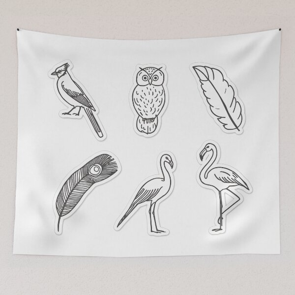 Item preview, Black White Bird Sticker Pack Sketch Art Set designed and sold by Luna-Flow.