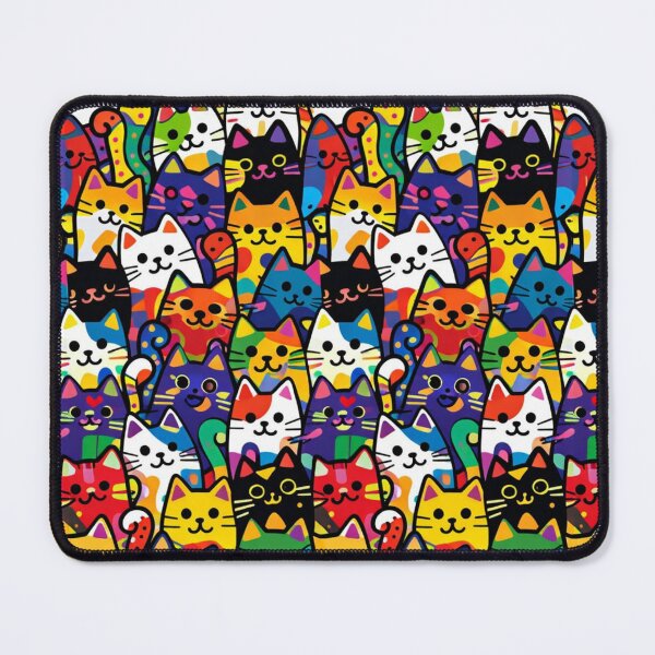 Item preview, Colorful Cute Cats Seamless Pattern - Rainbow Pop Art Kitten Mosaic designed and sold by myforestfog.