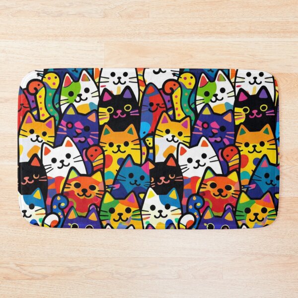 Item preview, Colorful Cute Cats Seamless Pattern - Rainbow Pop Art Kitten Mosaic designed and sold by myforestfog.
