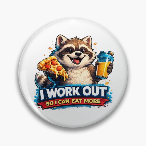 Item preview, I Work Out So I Can Eat More Funny Raccoon designed and sold by DryHumorPrints.