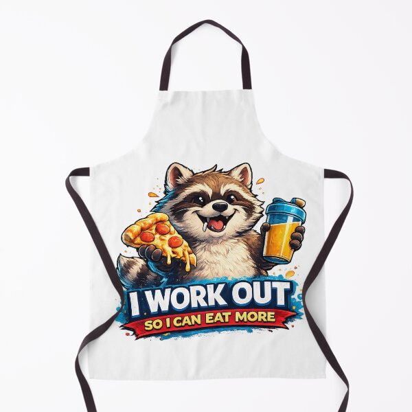 Item preview, I Work Out So I Can Eat More Funny Raccoon designed and sold by DryHumorPrints.