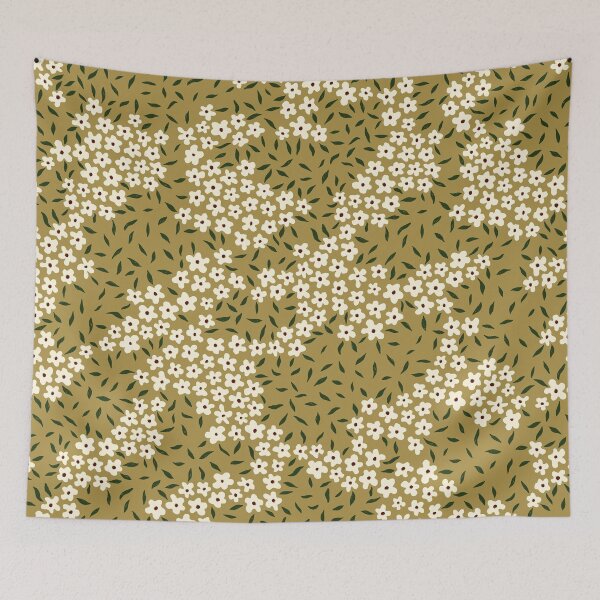 Item preview, Green Ochre Vintage Florals with a Modern Twist designed and sold by Seratomine.