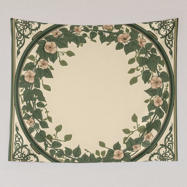 Item preview, Vintage Floral Wreath Circle Botanical Frame Art designed and sold by Luna-Flow.