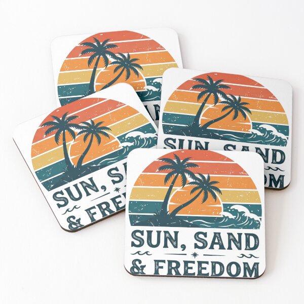 Item preview, Sun Sand & Freedom Summer Design | Vintage Tropical Sunset SVG designed and sold by mimouna00.