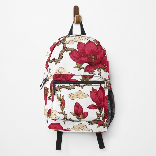 Item preview, Red Magnolias and Auspicious Clouds | Korean Minhwa Folk Art Pattern designed and sold by K-Tradition.