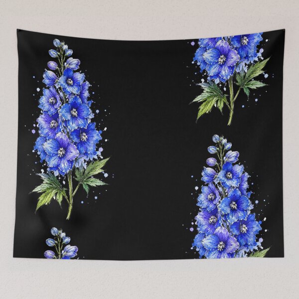 Item preview, Blue Delphinium Illustration | Cottage Garden Watercolor Botanical Art designed and sold by ColorSplash123.
