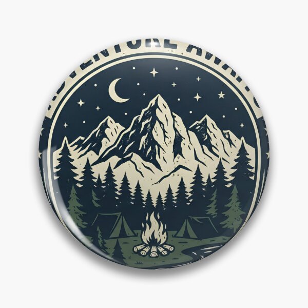Item preview, Retro Outdoor Adventure Emblem - Campfire and Pine Forest Hiking Graphic designed and sold by mimouna00.