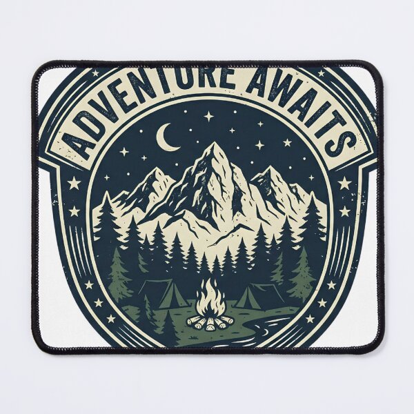 Item preview, Retro Outdoor Adventure Emblem - Campfire and Pine Forest Hiking Graphic designed and sold by mimouna00.